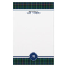 Stewart Klan Hunting Tartan Grönt Plade Monogram