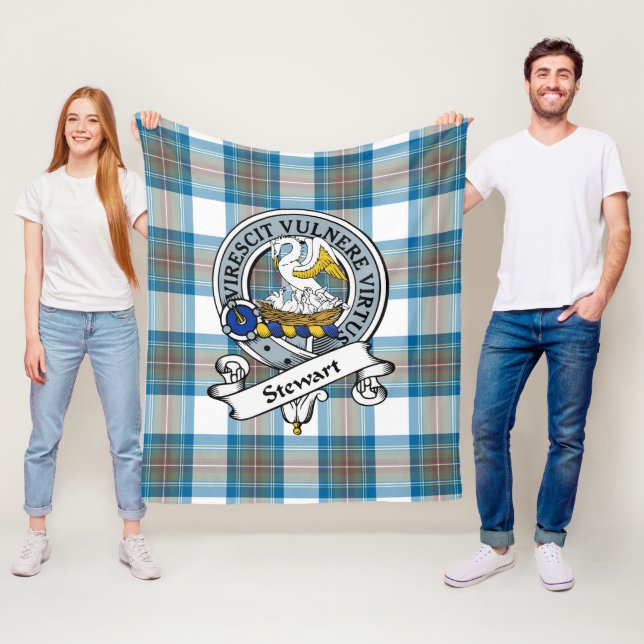 Stewart Muted Blue Klan Badge Tartan Play Fleecefilt (På plats)