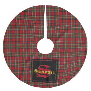 Stewart Royal Tartan Rutmönster Anpassad Monogram Julgransmatta Borstad Polyester