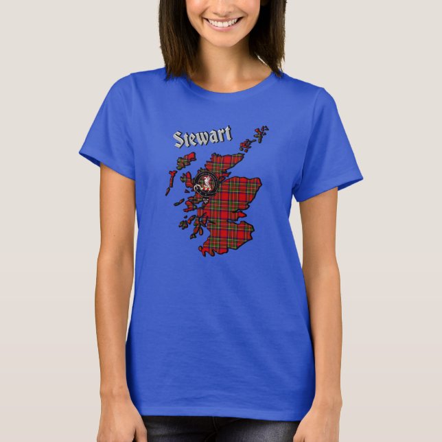 Stewart-rutkarta & märke Dam T-Shirt (Framsida)