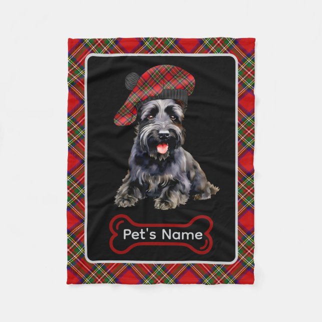 Stewart Scottie Hund Tartan Personlig Hund Fleecefilt (Framsidan)