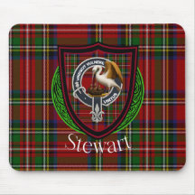 Stewart skotska klan tartan och vapensköld