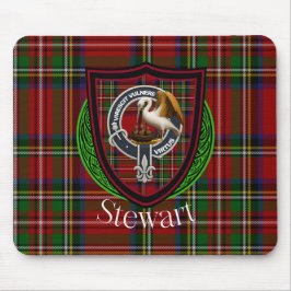 Stewart skotska klan tartan och vapensköld musmatta