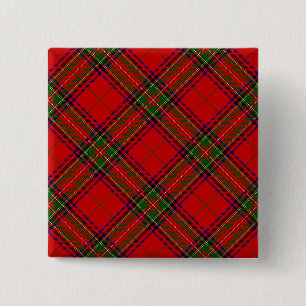 Stewart / Stuart tartan röd grönt plaid Knapp