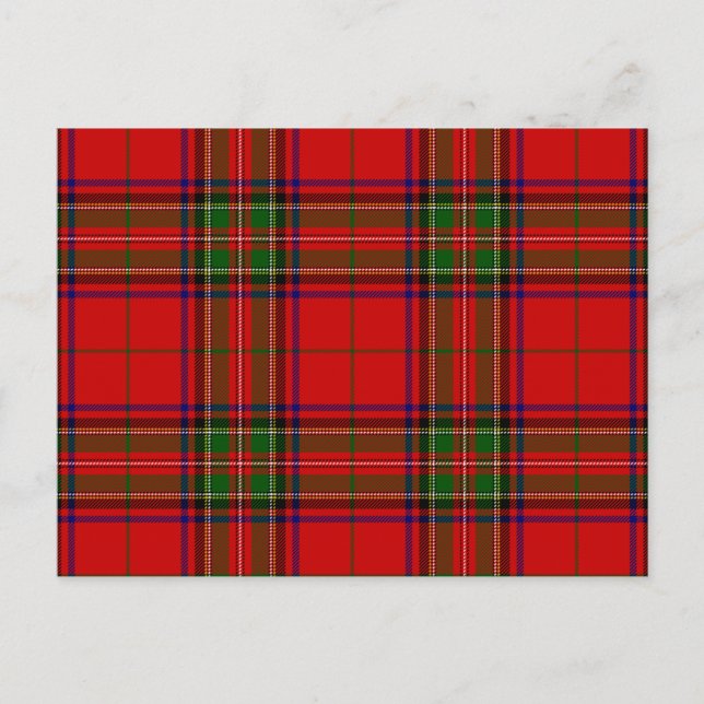 Stewart / Stuart tartan röd grönt plaid Vykort (Framsida)