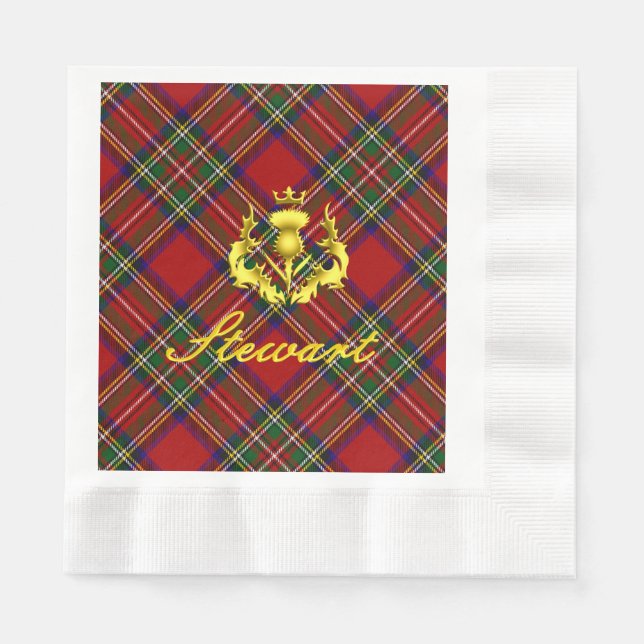 Stewart Tartan & Guld Kronad Tistel Pappersservett (Framsidan)