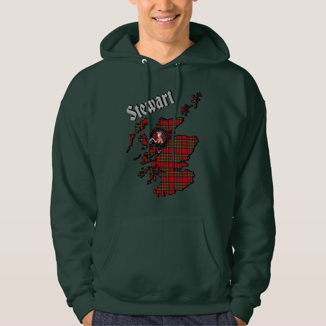 Stewart Tartan Karta & Badge Hoodie (Framsida)