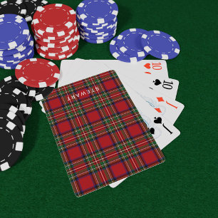 Stewart Tartan Play Rustic Red and Grönt Casinokort