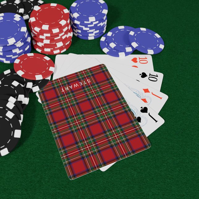 Stewart Tartan Play Rustic Red and Grönt Casinokort (Stewart Tartan Red Green Plaid Playing Card)