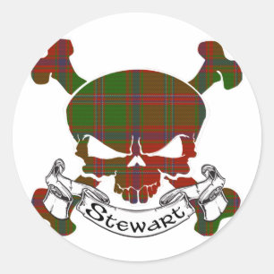 Stewart Tartan Skull Runt Klistermärke