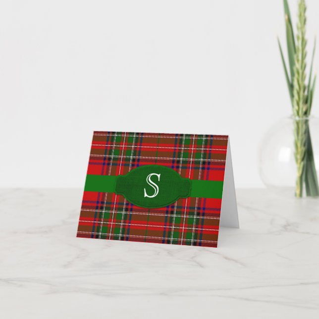 Stewart TartanMonogram Notecard Anteckningskort (Framsida)