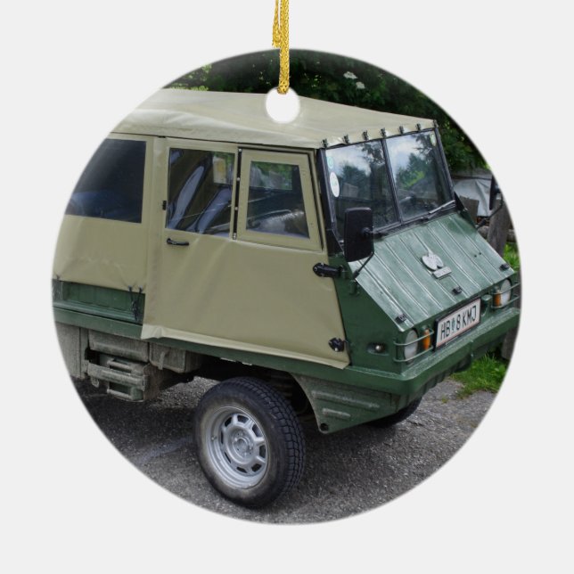 Steyr Puch Haflinger Julgransprydnad Keramik (Baksidan)