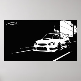 STI WRX Rolling Shot with Drift Logotyp Poster
