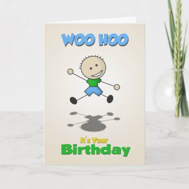Stick Boy Birthday Card Kort (Framsida)