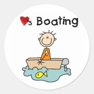 Stick Boy Kärlek Boating Runt Klistermärke