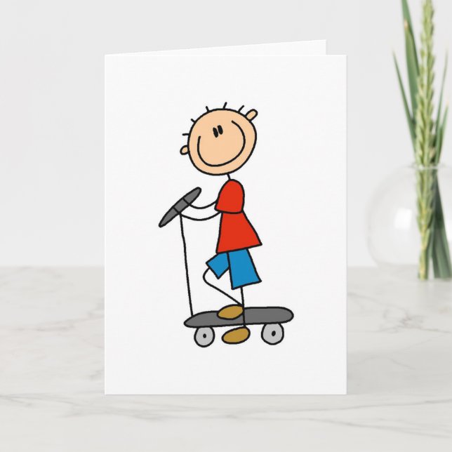 Stick Boy on Scooter Kort (Framsida)