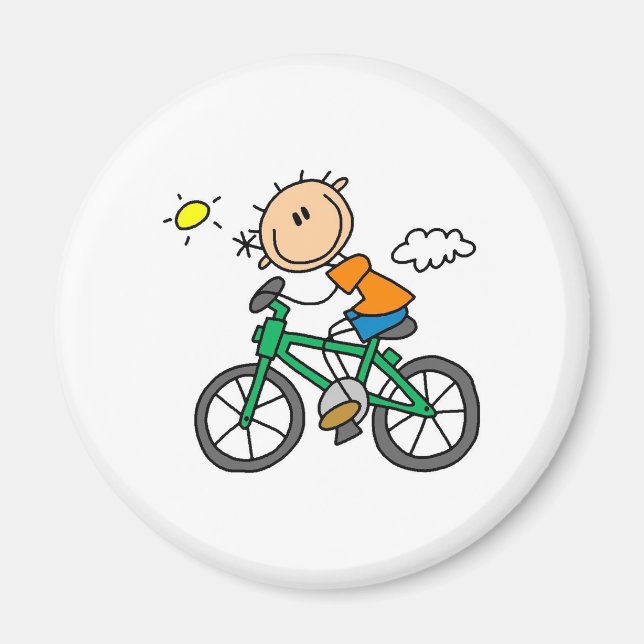 Stick Boy Riding Bicycle Magnet (Framsidan)