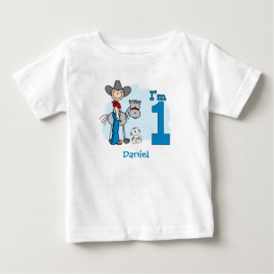 Stick Cowboy 1st Birthday Baby T-Shirt
