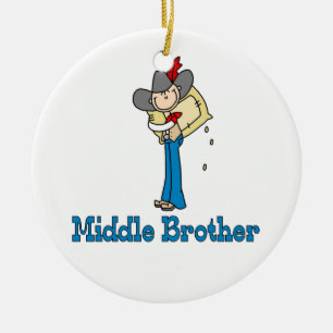 Stick Cowboy Mitten Brother Julgransprydnad Keramik