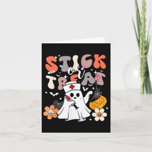 Stick eller behandla Halloween Ghost Nurse Crna Em Kort