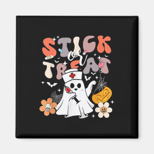 Stick eller behandla Halloween Ghost Nurse Crna Em Magnet