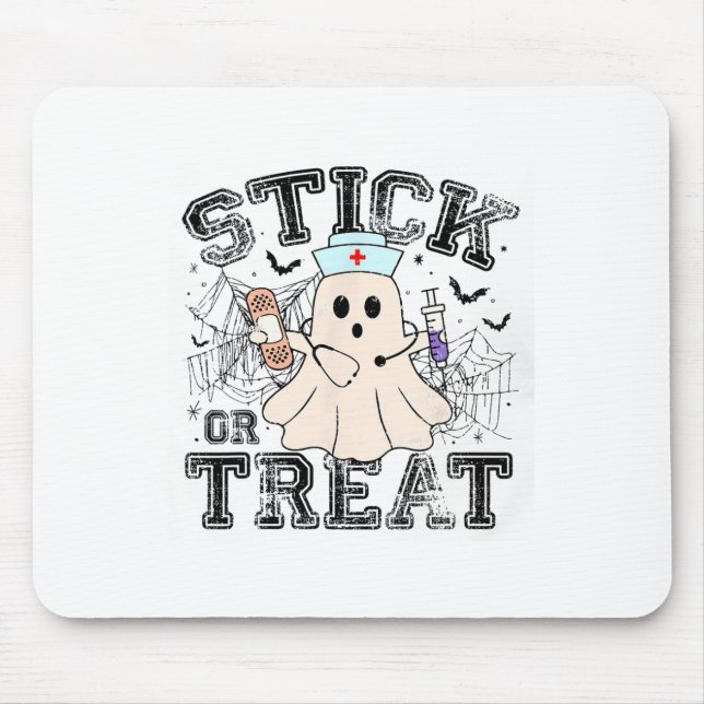 Stick eller behandla Halloween Ghost Nurse Hallowe Musmatta (Framsidan)