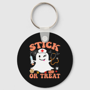 Stick eller behandla sjuksköterska Funny Halloween Nyckelring