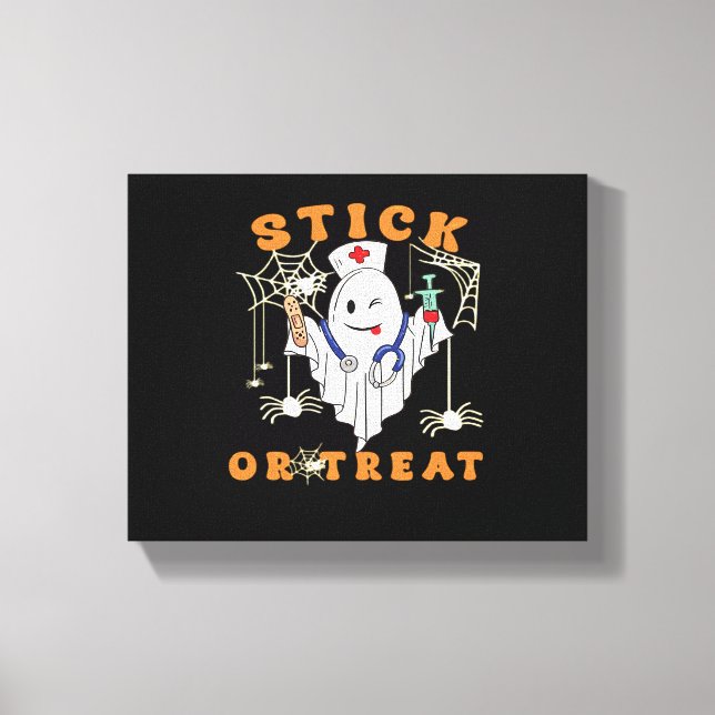 Stick eller Treat Nurse Spooky Nurse Costume Funny Canvastryck (Framsida)