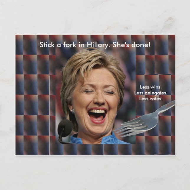 Stick en gaffel i Hillary. Hon är klar! Vykort (Framsida)
