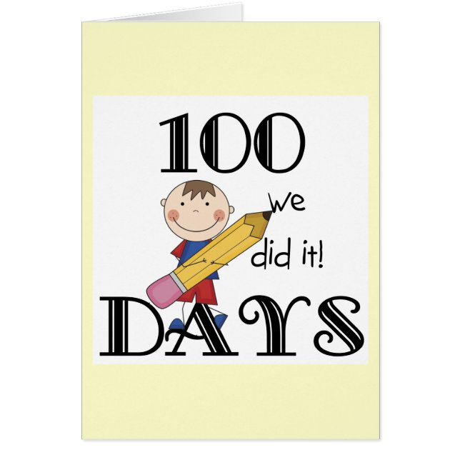 Stick figur 100 dagar hälsningskort (Framsidan)