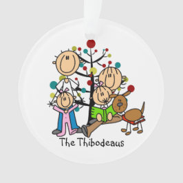 Stick figur, 2 flickor, Hund Ornament
