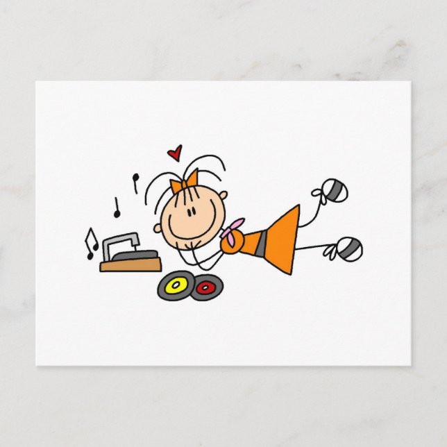 stick figur 50's Girl T-shirts and Gifts Vykort (Framsida)