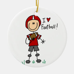 Stick figur älskar jag fotbollT-tröja och gåvor Julgransprydnad Keramik