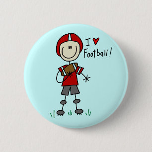 Stick figur älskar jag fotbollT-tröja och gåvor Knapp