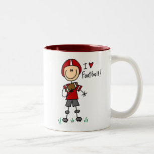 Stick figur älskar jag fotbollT-tröja och gåvor Två-Tonad Mugg