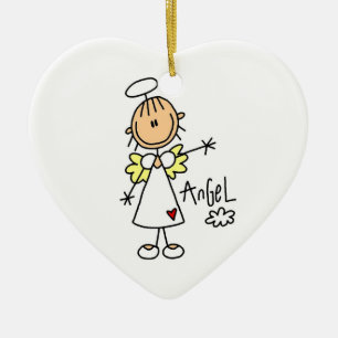 Stick figur Angel T-shirts och presenter Julgransprydnad Keramik