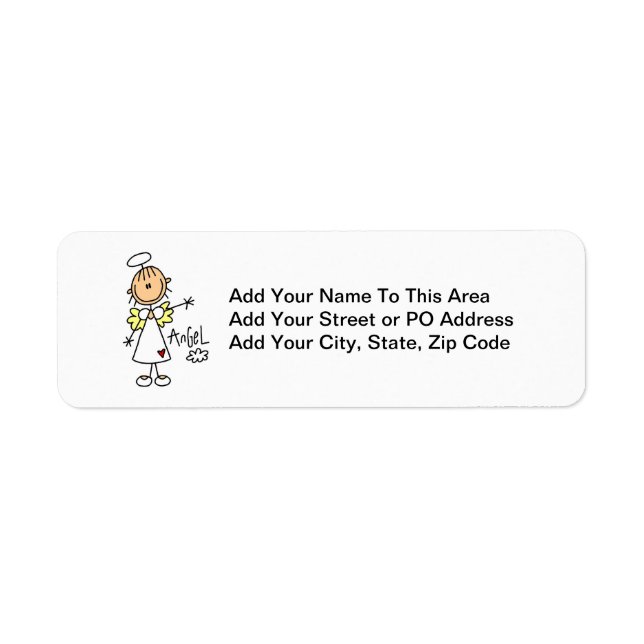 Stick figur Angel T-shirts och presenter Returadress Etikett (Framsidan)