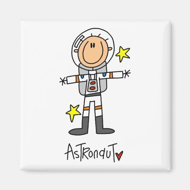 Stick figur Astronaut T-shirts och presenter Magnet (Framsidan)
