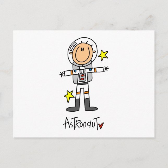 Stick figur Astronaut T-shirts och presenter Vykort (Framsida)
