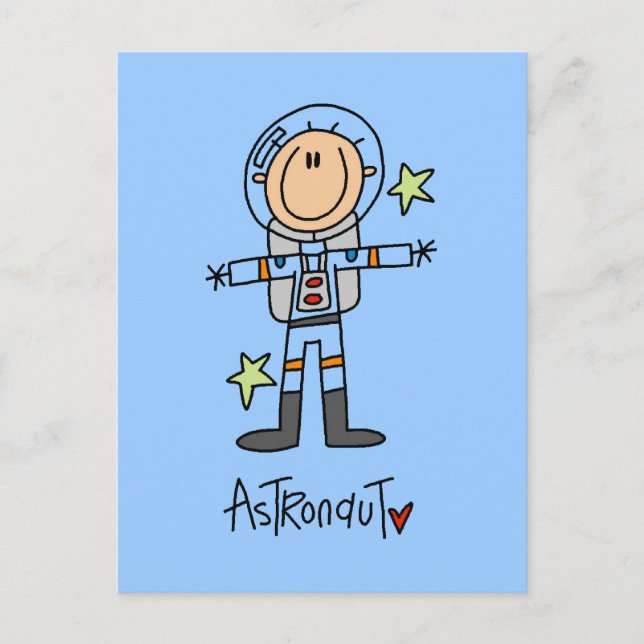 stick figur Astronaut T-shirts och presenter Vykort (Framsida)