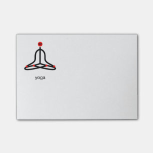 Stick figur av lotusblommayoga poserar med post-it block
