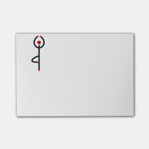 Stick figur av trädyogapose.en post-it block