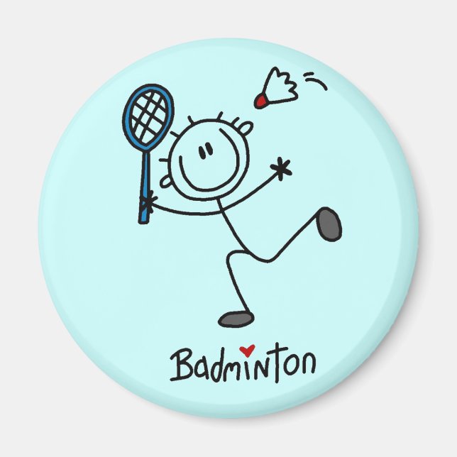 Stick figur Badminton T-shirts och presenter Magnet (Framsidan)