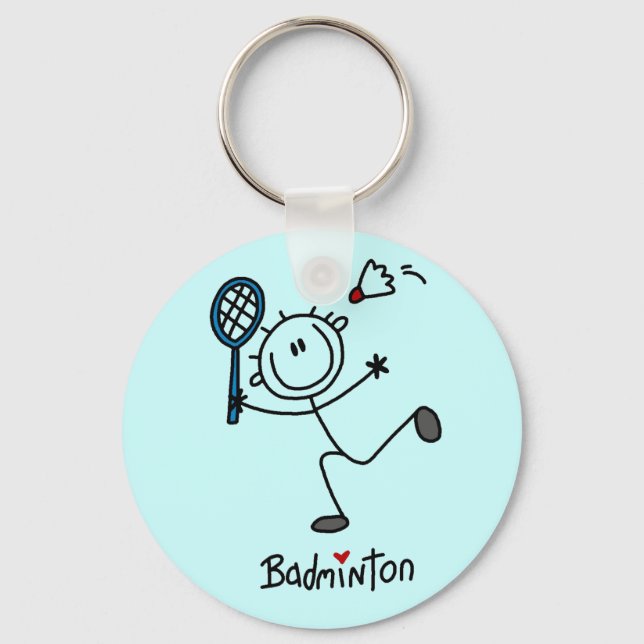 Stick figur Badminton T-shirts och presenter Nyckelring (Framsida)