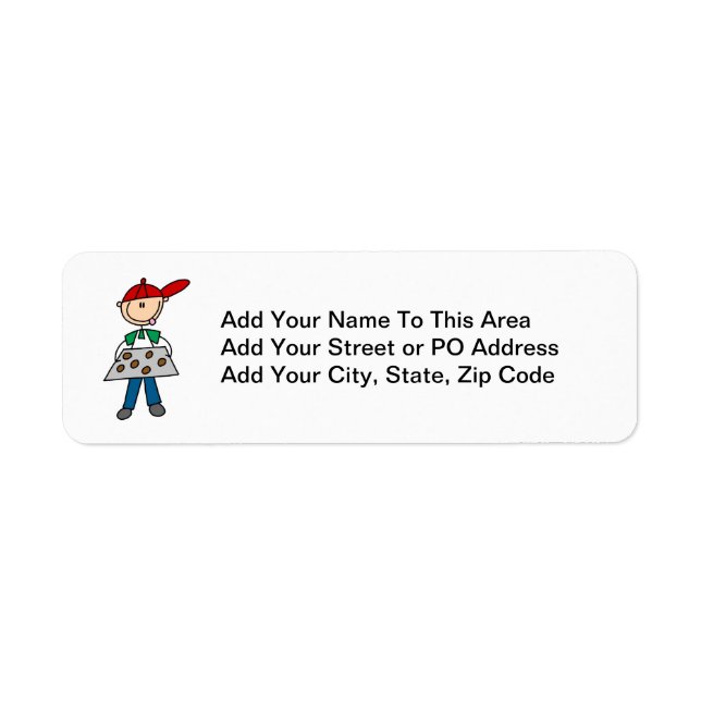 Stick figur Baking Cookies Returadress Etikett (Framsidan)