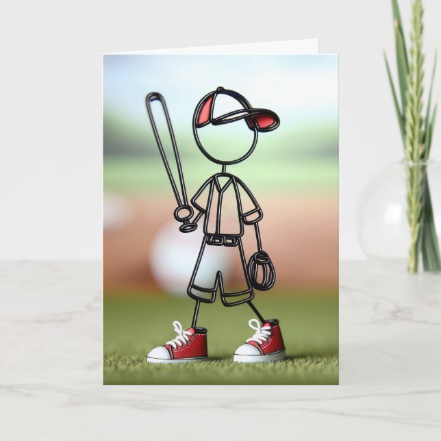 Stick figur Baseball Player Kort (Framsida)