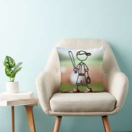 Stick figur Baseball Player med röda nycker Kudde