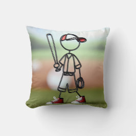 Stick figur Baseball Player med röda nycker Kudde
