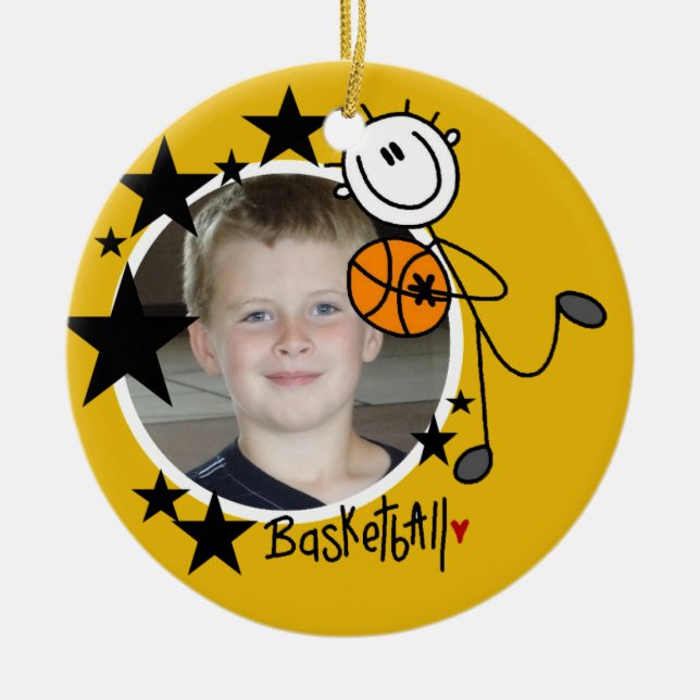 Stick figur Basketball Photo Ornament (Framsidan)