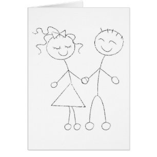 stick figur Boy and Girl Hälsningskort